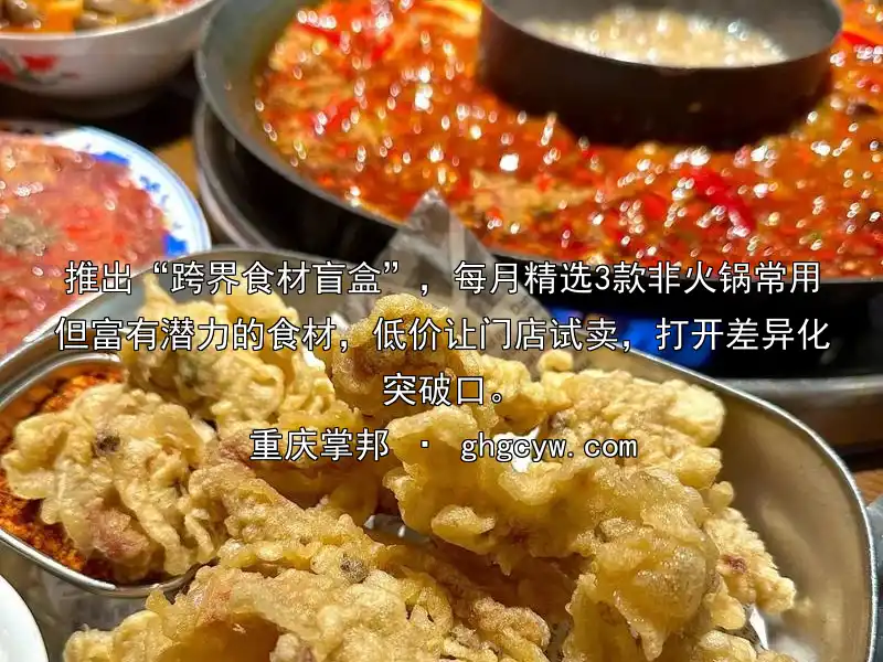 推出“跨界食材盲盒”，每月精选3款非火锅常用但富有潜力的食材，低价让门店试卖，打开差异化突破口。